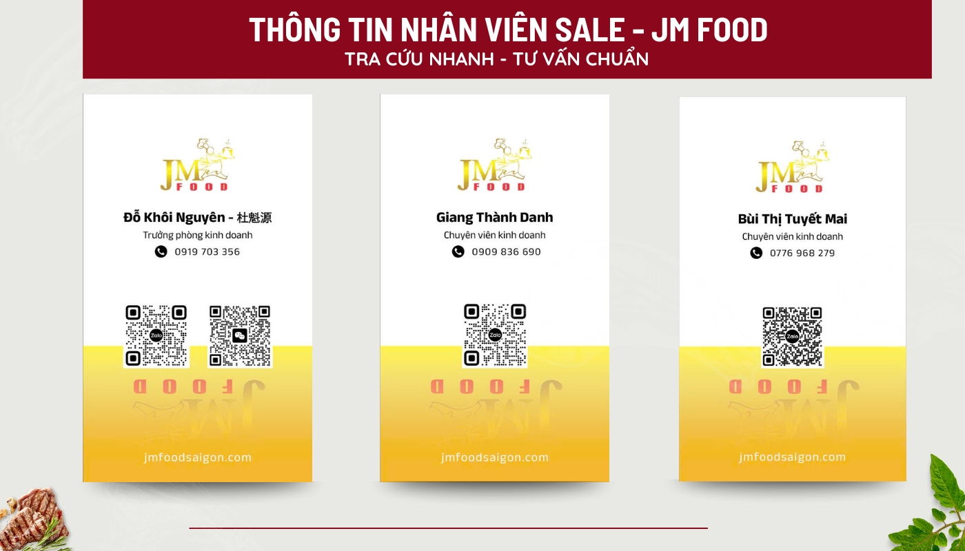 DANH THIẾP NHÂN VIÊN KINH DOANH JM FOOD –DỊCH VỤ TẬN TÂM